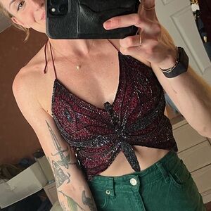 Y2K Butterly Beaded Top Charlotte Russe